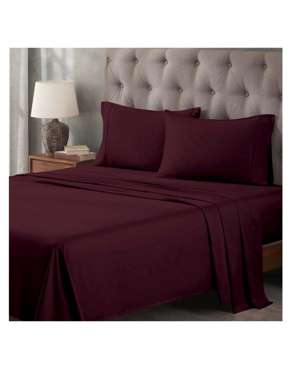 NWT Superior Queen Sheet Set 400 TC Egyptian Cotton Plum Purple Deep Pocket